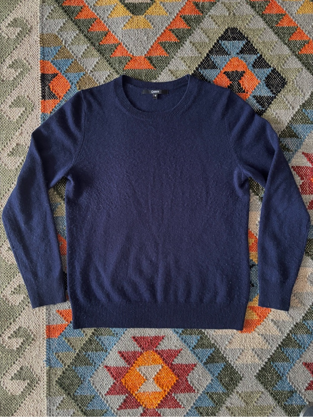 Quince Mongolian Cashmere Crewneck Sweater Navy Medium